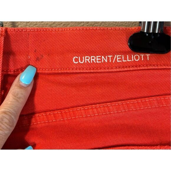 Current/Elliott "The Kick Jean" Fiery Red Cropped Ankle Jeans Women’s Size 25 - Picture 5 of 13
